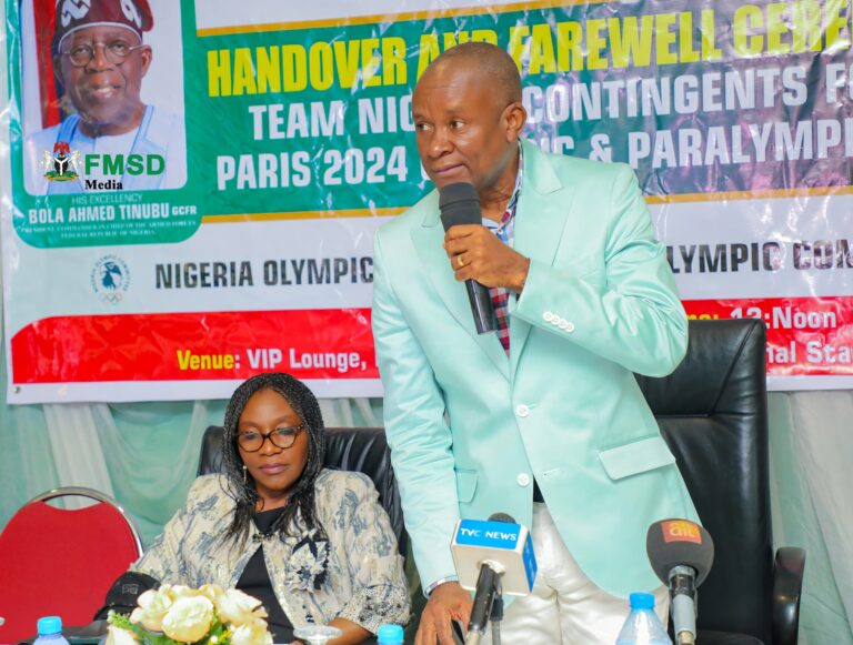 Paris Olympics: Sports Minister Officially Hands Over Team Nigeria Contingent To NOC ,NPC ,,Charges Team To Fly High