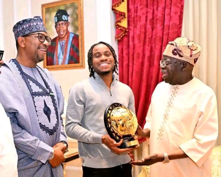 Lookman Presents Prestigious CAF Award to President Tinubu at Aso Rock