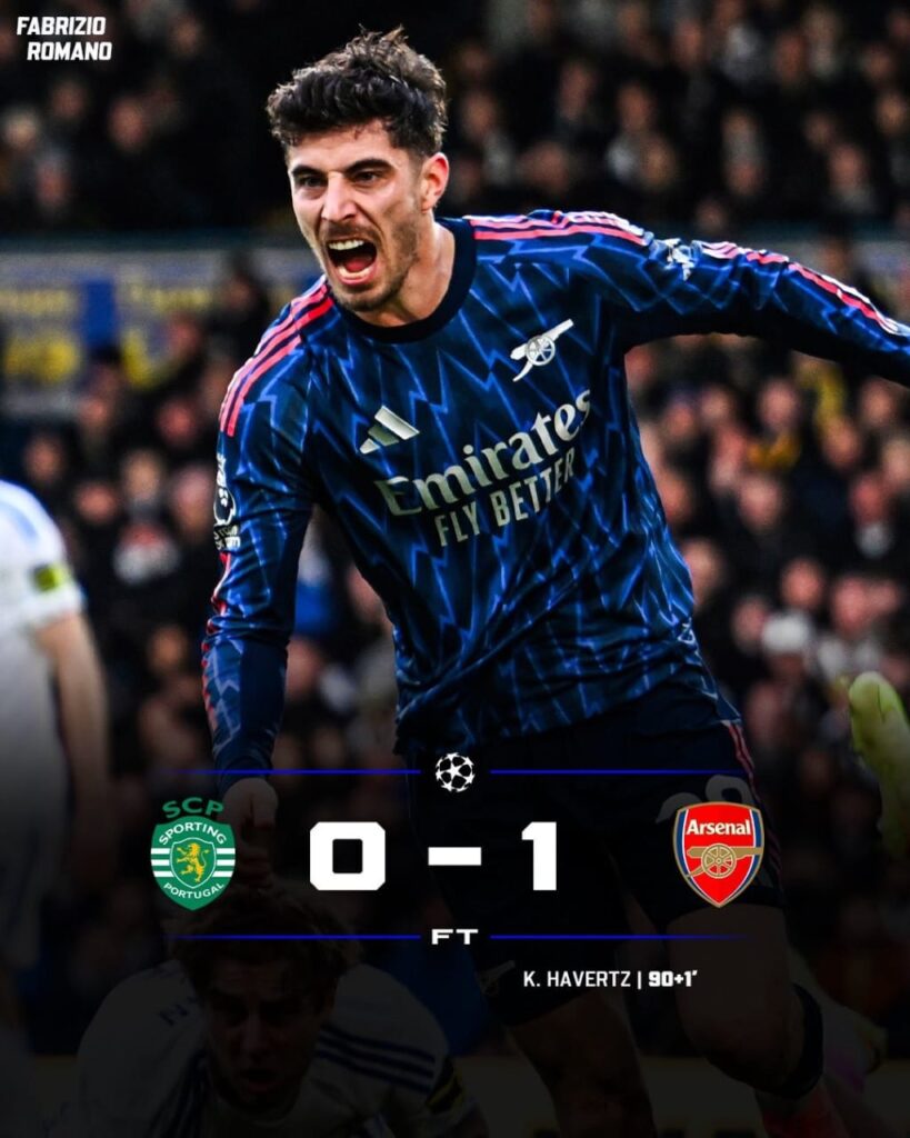 Arsenal Kai Havertz’ Late Goal Secures UCL First Leg Advantage over Sporting CP